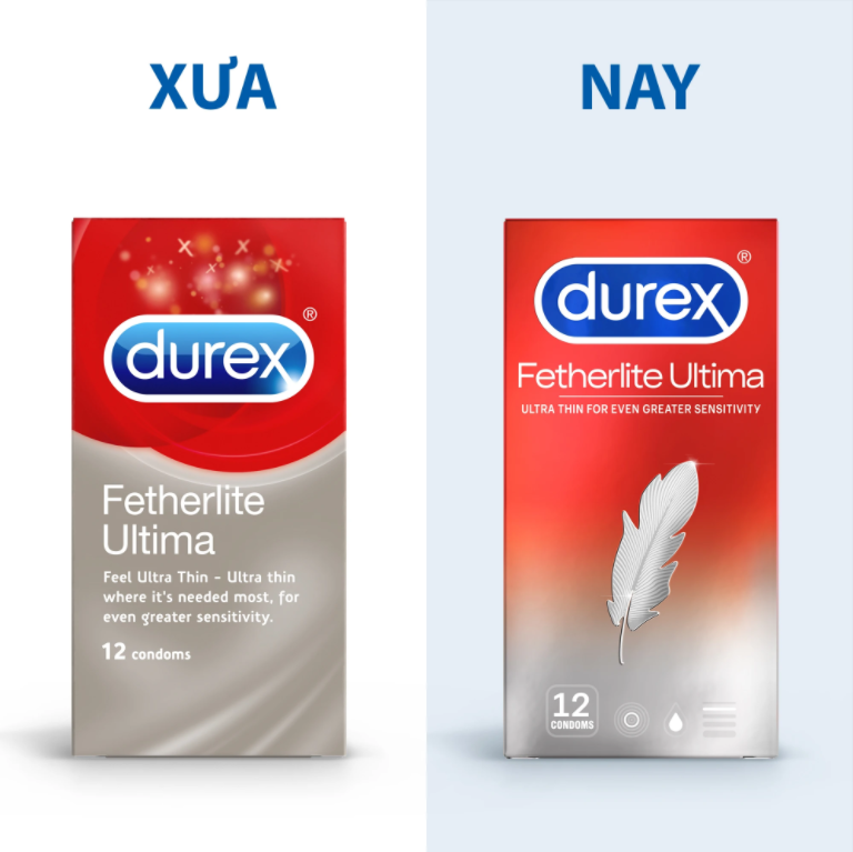 so sánh bao cao su durex fetherlite ultima mẫu mới nhất và mẫu cũ