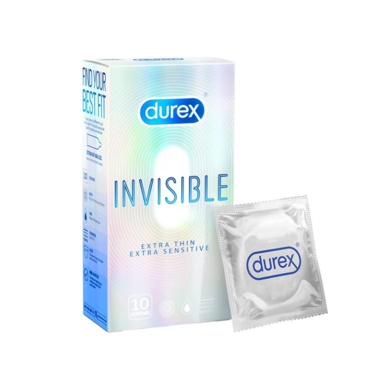 durex invisible chi tiết sản phẩm hộp đựng và vỏ bao